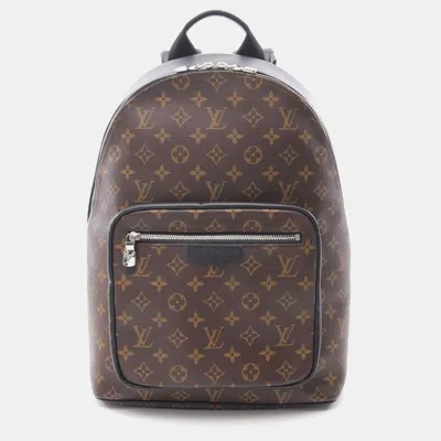 Pre-owned Louis Vuitton Josh Nv Backpack Coated Canvas Leather Monogram Macassar Brown Black