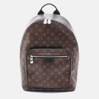 Pre-owned Louis Vuitton Josh Nv Monogram Macassar Backpack Coated Canvas Leather Brown Black