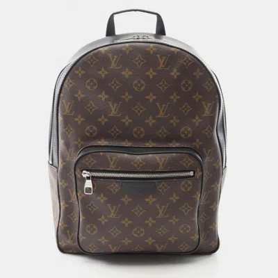 Pre-owned Louis Vuitton Josh Rucksack Coated Canvas And Leather Monogram Macassar Backpack Brown Black