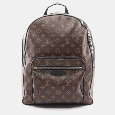 Pre-owned Louis Vuitton Josh Rucksack Coated Canvas And Leather Monogram Macassar Backpack Brown Black