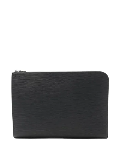 Pre-owned Louis Vuitton Jules Gm Leather Clutch In Black