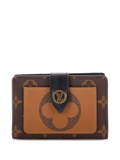 Pre-owned Louis Vuitton Juliette Wallet Reverse Monogram Canvas Small Wallets In Brown