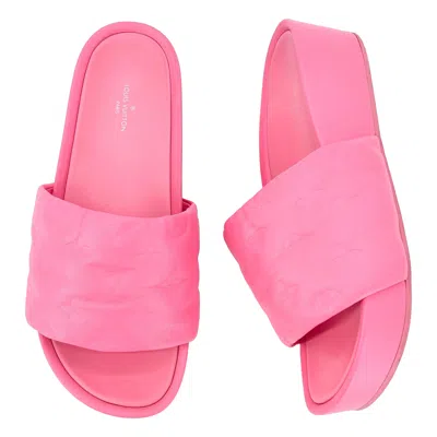 Pre-owned Louis Vuitton Jumbo Comfort Flatform Monogram Mules Slides 38 In Pink