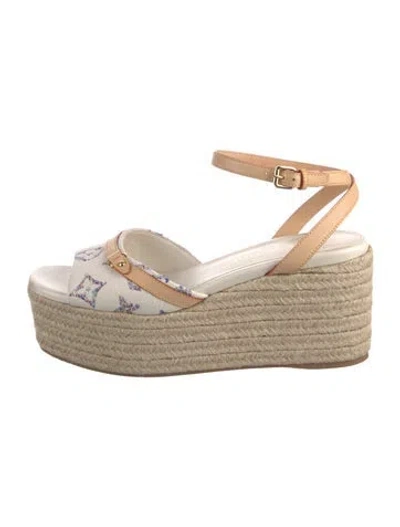 Pre-owned Louis Vuitton Jute Patterned Espadrilles In Neutral