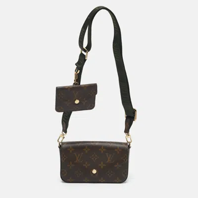 Pre-owned Louis Vuitton Kaki Monogram Canvas Felicie Strap & Go Bag