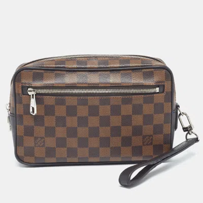 Pre-owned Louis Vuitton Kasai Damier Ebene Canvas Pochette In Brown