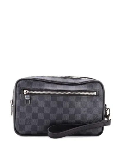 Pre-owned Louis Vuitton Kasai Damier Graphite Clutch Bag In Black