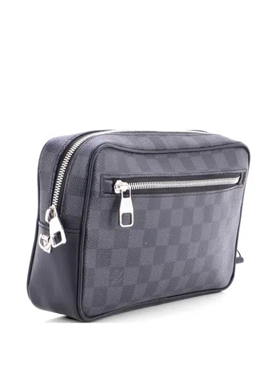 Pre-owned Louis Vuitton Kasai Damier Graphite Clutch Bag In Black