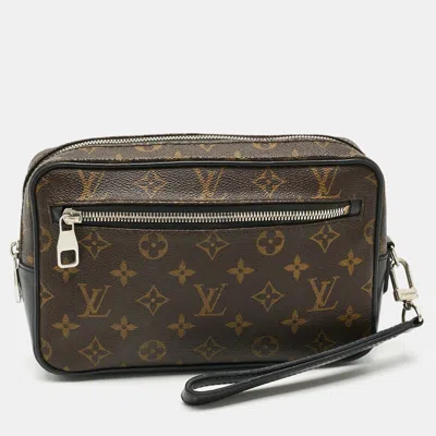 Pre-owned Louis Vuitton Kasai Monogram Macassar Canvas Pochette In Black