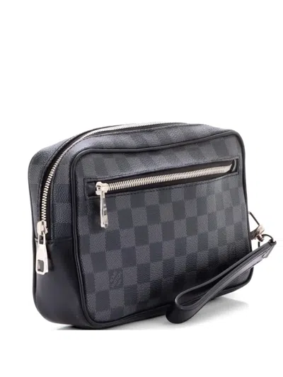 Pre-owned Louis Vuitton Kasai Pochette Monogram Eclipse Canvas Clutch Bag In Black