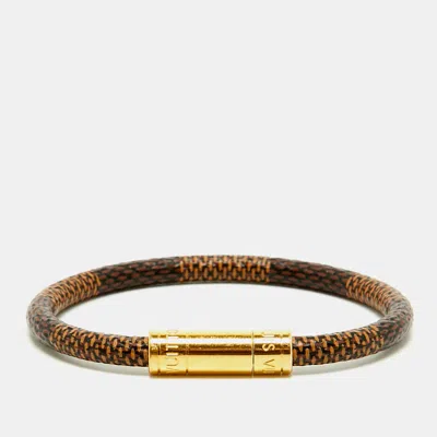 Pre-owned Louis Vuitton Keep It Bracelet Canvas Gold Tone Bracelet