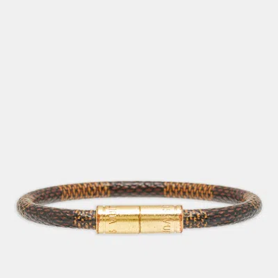 Pre-owned Louis Vuitton Keep It Damier Coated Canvas Gold Tone Bracelet