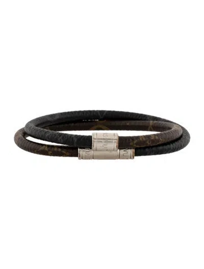 Pre-owned Louis Vuitton Keep It Double Leather Bracelet, 6.75" In Multi