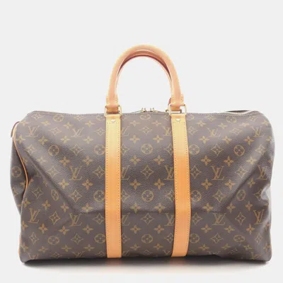 Pre-owned Louis Vuitton Keepall 45 Brown Monogram Canvas Travel Bag