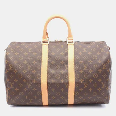 Pre-owned Louis Vuitton Keepall 45 Brown Monogram Canvas Travel Bag