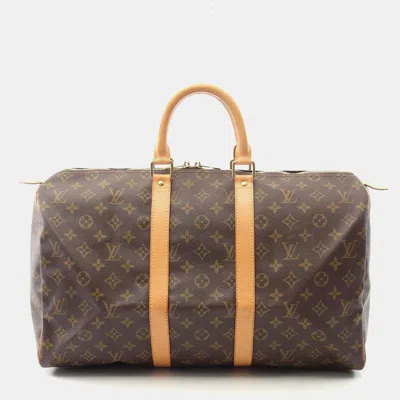 Pre-owned Louis Vuitton Keepall 45 Brown Monogram Canvas Travel Bag