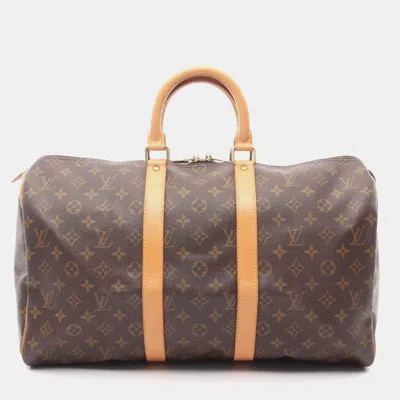 Pre-owned Louis Vuitton Keepall 45 Brown Monogram Canvas Travel Bag