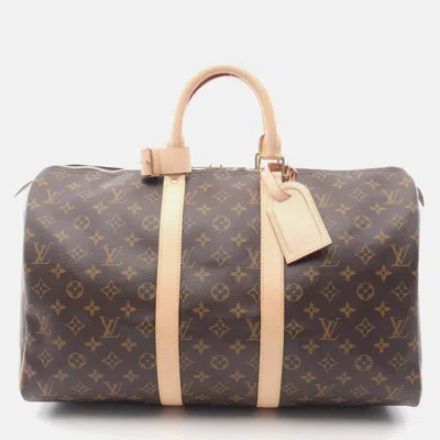 Pre-owned Louis Vuitton Keepall 45 Travel Bag Monogram Canvas Leather Brown