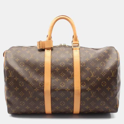 Pre-owned Louis Vuitton Keepall 45 Travel Hand Bag Monogram Leather Brown