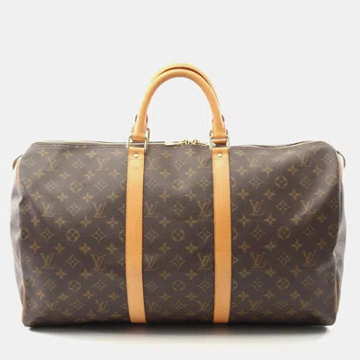 Pre-owned Louis Vuitton Keepall 50 Brown Monogram Canvas Travel Bag