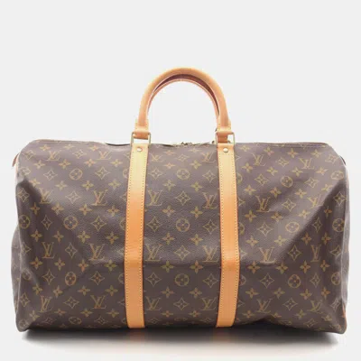 Pre-owned Louis Vuitton Keepall 50 Brown Monogram Canvas Travel Bag