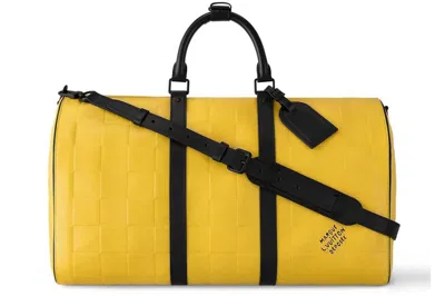 Pre-owned Louis Vuitton Keepall 50 Damier Scuba Yellow