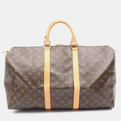 Pre-owned Louis Vuitton Keepall 50 Travel Bag Monogram Canvas Brown