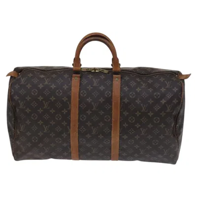 Pre-owned Louis Vuitton Keepall 55 Brown Canvas Travel Bag ()