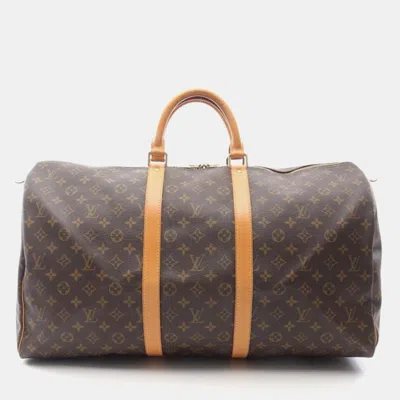 Pre-owned Louis Vuitton Keepall 55 Brown Monogram Canvas Travel Bag
