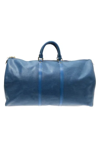 Pre-owned Louis Vuitton Keepall 55 Epi Duffle Bag In Blue