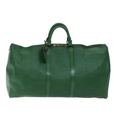 Pre-owned Louis Vuitton Keepall 55 Green Leather Travel Bag ()