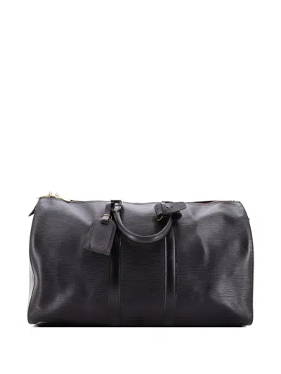 Pre-owned Louis Vuitton Keepall Bag Epi Leather 50 Travel Bag In Black