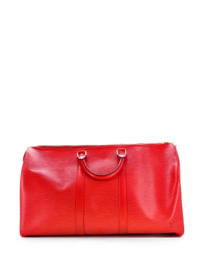 Pre-owned Louis Vuitton Keepall Bag Epi Leather 50 Travel Bag In Red