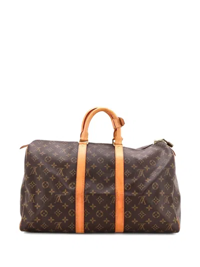 Pre-owned Louis Vuitton Keepall Bag Monogram Canvas 45 Satchel In Brown
