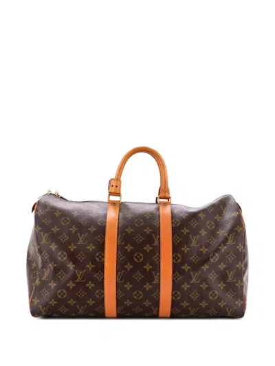 Pre-owned Louis Vuitton Keepall Bag Monogram Canvas 45 Satchel In Brown