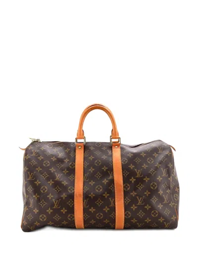 Pre-owned Louis Vuitton Keepall Bag Monogram Canvas 45 Satchel In Brown