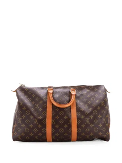 Pre-owned Louis Vuitton Keepall Bag Monogram Canvas 45 Satchel In Brown
