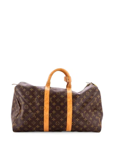 Pre-owned Louis Vuitton Keepall Bag Monogram Canvas 45 Satchel In Brown