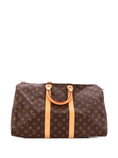 Pre-owned Louis Vuitton Keepall Bag Monogram Canvas 45 Satchel In Brown