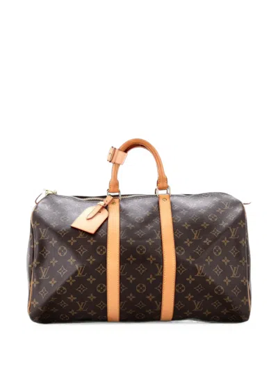 Pre-owned Louis Vuitton Keepall Bag Monogram Canvas 45 Satchel In Brown