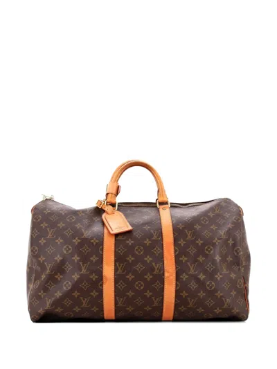 Pre-owned Louis Vuitton Keepall Bag Monogram Canvas 50 Travel Bag In Brown