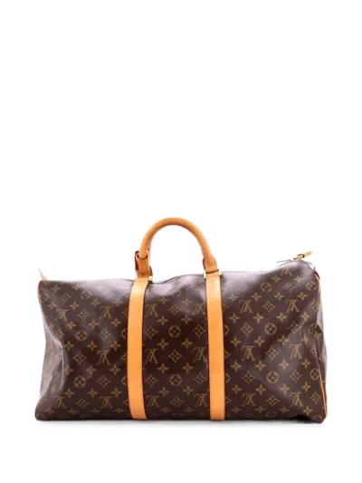 Pre-owned Louis Vuitton Keepall Bag Monogram Canvas 50 Travel Bag In Brown