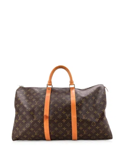 Pre-owned Louis Vuitton Keepall Bag Monogram Canvas 50 Travel Bag In Brown