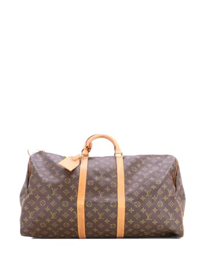 Pre-owned Louis Vuitton Keepall Bag Monogram Canvas 55 Travel Bag In Brown