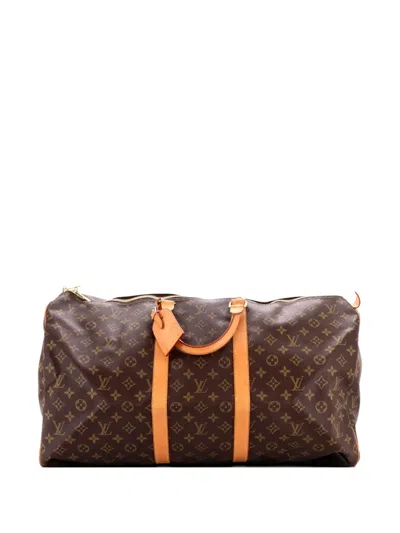 Pre-owned Louis Vuitton Keepall Bag Monogram Canvas 55 Travel Bag In Brown