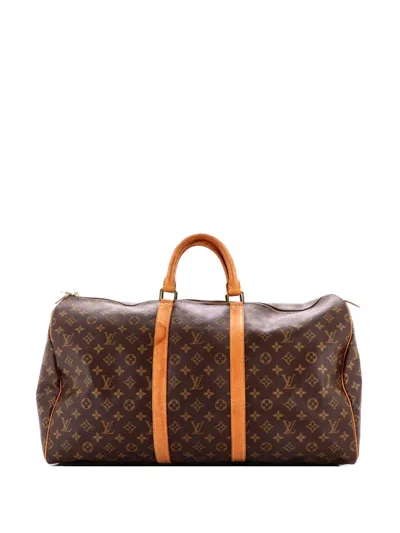 Pre-owned Louis Vuitton Keepall Bag Monogram Canvas 55 Travel Bag In Brown