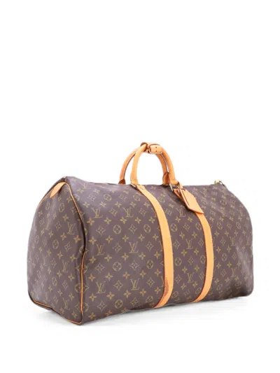 Pre-owned Louis Vuitton Keepall Bag Monogram Canvas 55 Travel Bag In Brown