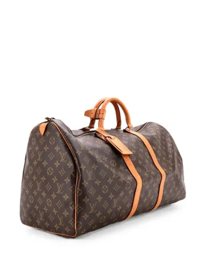Pre-owned Louis Vuitton Keepall Bag Monogram Canvas 55 Travel Bag In Brown