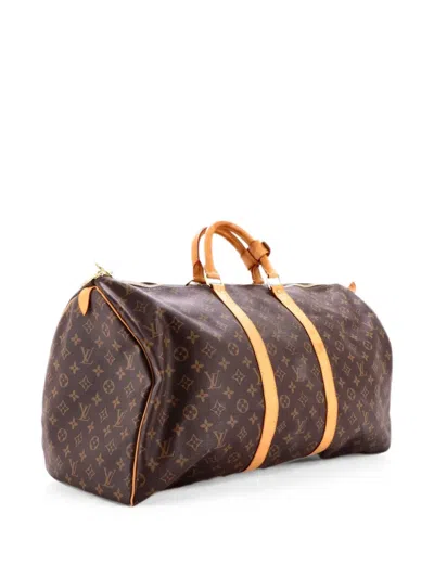 Pre-owned Louis Vuitton Keepall Bag Monogram Canvas 55 Travel Bag In Brown