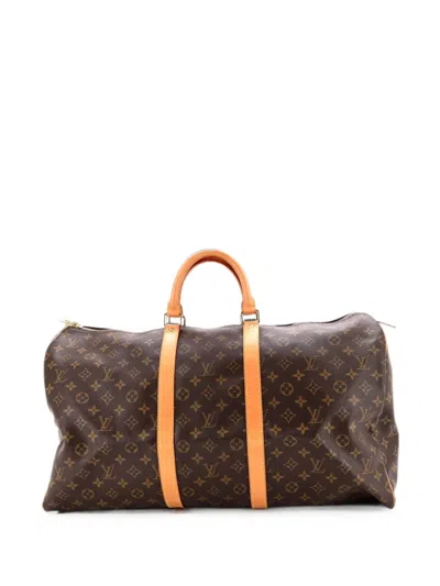 Pre-owned Louis Vuitton Keepall Bag Monogram Canvas 55 Travel Bag In Brown